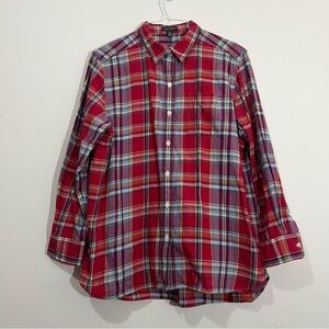 LRL LAUREN JEANS CO Mens Sz L Retro Plaid Shirt Flannel Red Ralph Lauren Holiday